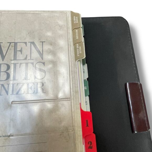 Franklin Covey 7 Habits Leather Planner Organizer Brown Binder Tabs Paper Insert - Picture 13 of 16